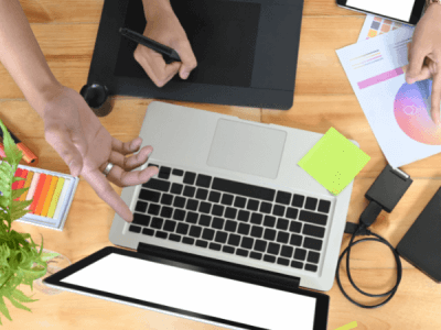 team working at a laptop