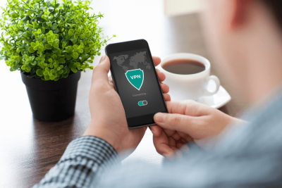 person using a security app