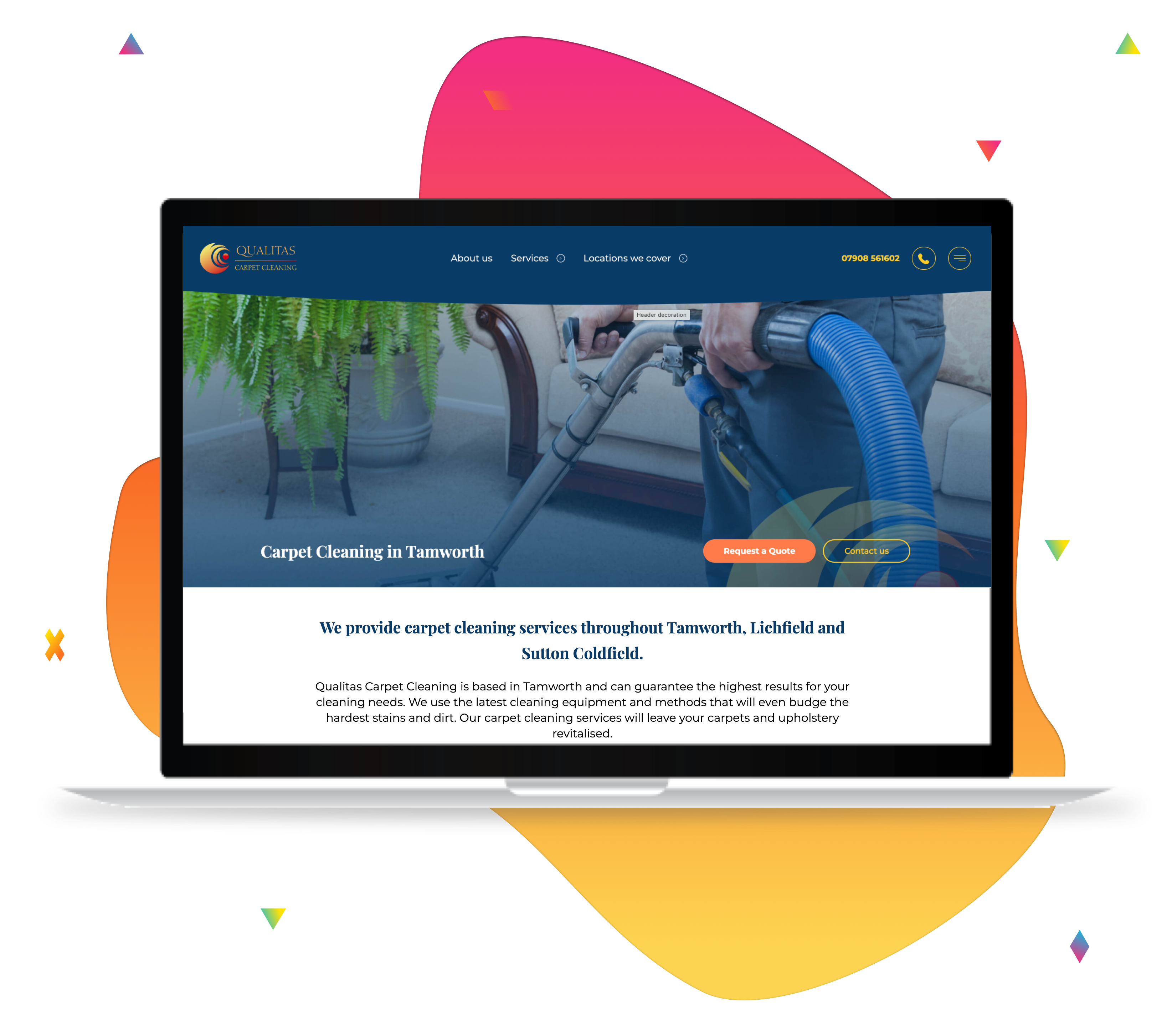 New Qualitas website on laptop