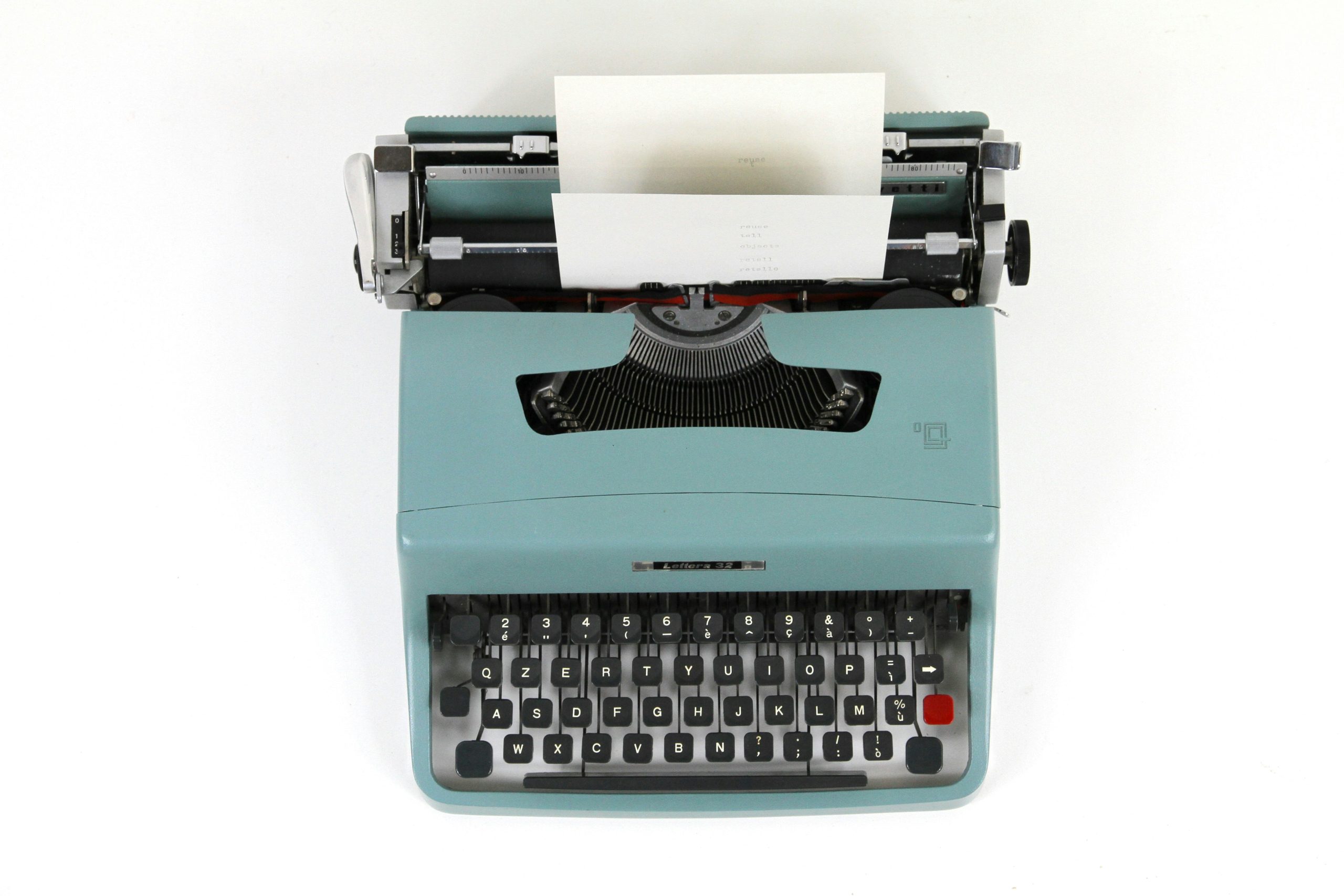 type writer in teal